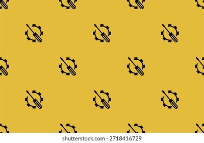 seamless pattern with screwdriver and gear on yellow background