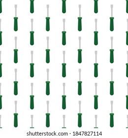 Seamless pattern with a screwdriver on a white background. Gardening tool in a flat style. Cartoon objects of labor.
Stock vector illustration for design, decor, fabric, wrapping paper, textile