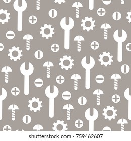 Seamless pattern with screws and wrench