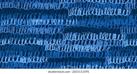 Padrão contínuo com linhas abstratas de rabisco, curvas, traçados. Giz, textura de giz de cera a carvão. Fundo de escotilha infinita. 