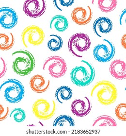 Seamless pattern and scribble dots  Crayon colorful hand drawing spiral helix circles pattern  Vector abstract background  suitable for wallpaper  banner  page  design  Flat color for easy change 