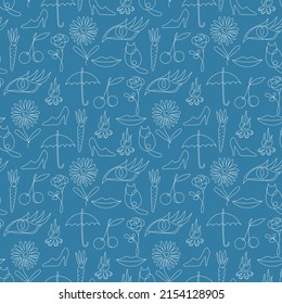 Seamless pattern of scribble in the style of line art. vector illustration
