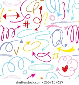 Padrão perfeito com rabiscos e setas