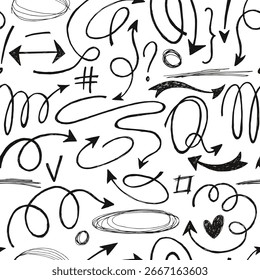 Padrão perfeito com rabiscos e setas
