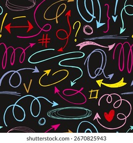 Padrão perfeito com rabiscos e setas
