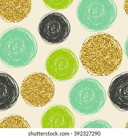 Seamless pattern with scribbles circles. Abstract Hand drawn background for design and decoration textile, covers, package, wrapping paper.