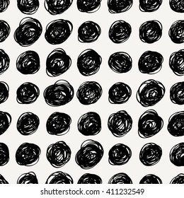 Seamless pattern with scribbles circles. Vector abstract Hand drawn background for design and decoration textile, covers, package, wrapping paper.