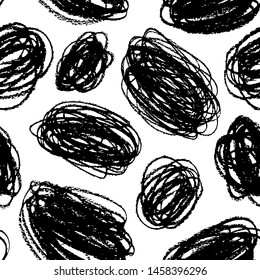 Seamless pattern with scribbles lines. Doodle modern monochrome background. Vector ornament for wrapping paper, wallpapers, web design, apparel etc.