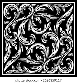 Seamless pattern with scroll ornament, background texture, baroque ornamental pattern background vector illustration. 
