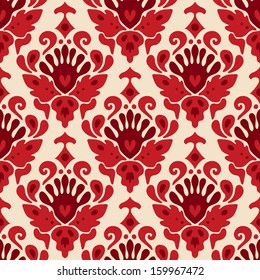 Seamless pattern scull damask vector