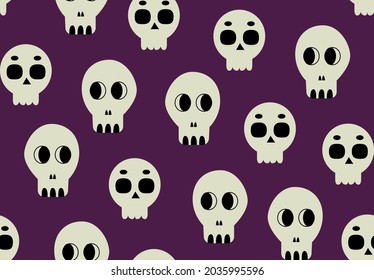 Seamless pattern with sculls. Halloween flat background. Day of the dead. Dia de los muertos