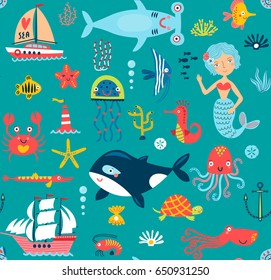 Seamless pattern with the sea.