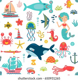 Seamless pattern with the sea.
