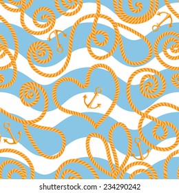 Seamless pattern with sea anchors and knots.  Can be used for fabrics, wallpapers, scrap-booking, etc.