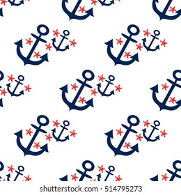 Seamless pattern with sea anchors on a white background