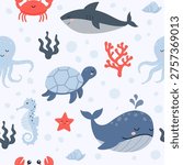 seamless pattern with sea animals