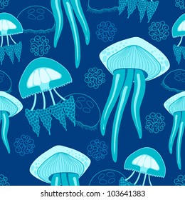 Seamless pattern with sea animals