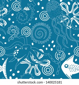 Seamless pattern with sea animals