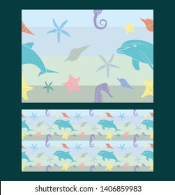 Seamless pattern. Sea and sea animals.