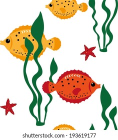 Seamless pattern with sea animals