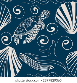 Seamless Pattern with sea animals
