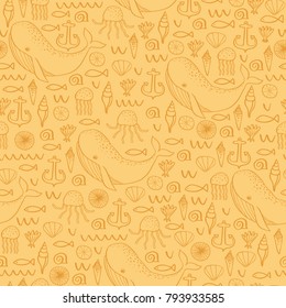 Seamless pattern with sea animals.