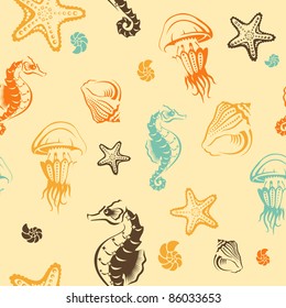 Seamless pattern with Sea Animals
