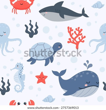 seamless pattern with sea animals