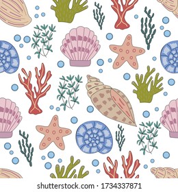 Set Illustrations Marine Life Seahorse Turtle Stock Illustration ...