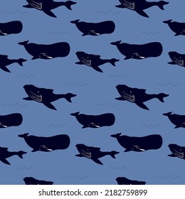 Seamless pattern sea animals, ocean.