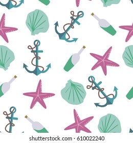Seamless pattern with sea animals. Vector illustration