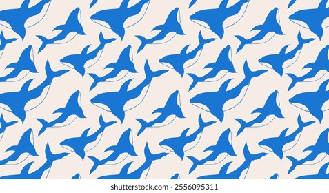 Seamless pattern with sea animals. whale textures for backgrounds, wallpapers, textiles and fashion.