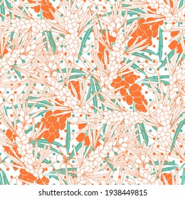Patrón sin mar con espina dorsal sobre fondo blanco. Vector. Perfecto para plantillas de diseño, papel pintado, envoltura, tela y textil.