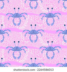 seamless pattern with sea crabs. trendy nautical print. childish cute pattern for kids. underwater world of the ocean.