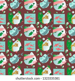 seamless pattern of sea creatures 1