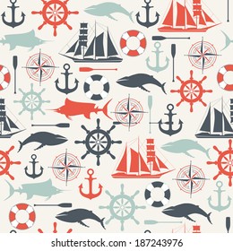 Seamless pattern from sea elements