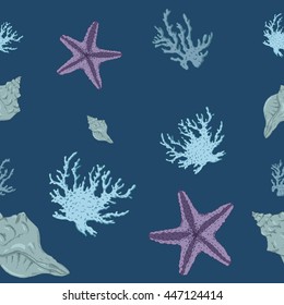 seamless pattern with sea elements