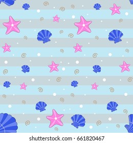 Seamless pattern with sea elements. Vector illustration.