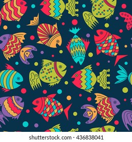 seamless pattern with sea fish