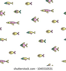 Seamless pattern of sea fish. Vector illustration.