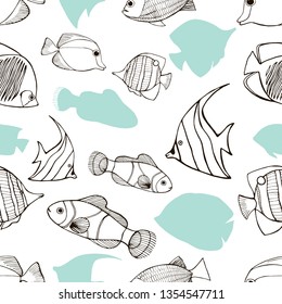 seamless pattern with sea fishes