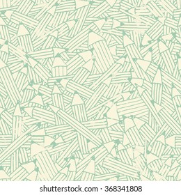 Seamless pattern with sea green pencil ornament with irregular structure. Easy to edit and change colors