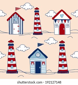 seamless pattern with sea houses. vector