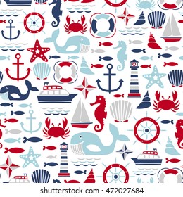 seamless pattern with sea icons