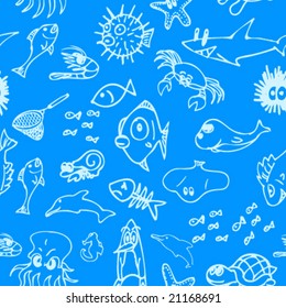 Seamless pattern: sea life