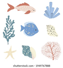 Patrón sin mar con la vida marina. Excelente para tela, textil. Ilustración vectorial