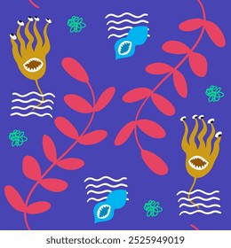 Seamless pattern sea monsters. Print for textile and wrap paper.