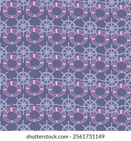 Seamless pattern with sea objects in blue tones
