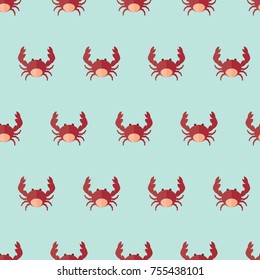 seamless pattern sea ocean beach crab animal vector on blue background wallpaper textiles
