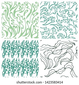Seamless pattern with sea plant.
Texture for fabric, textile in pastel colors. 
Vector background.